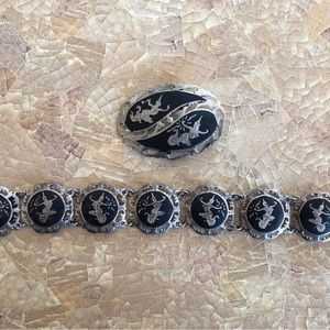 Vintage SIAM Neville Sterling Silver Bracelet and Brooch